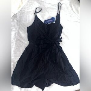One Clothing Black Wrap Mini romper